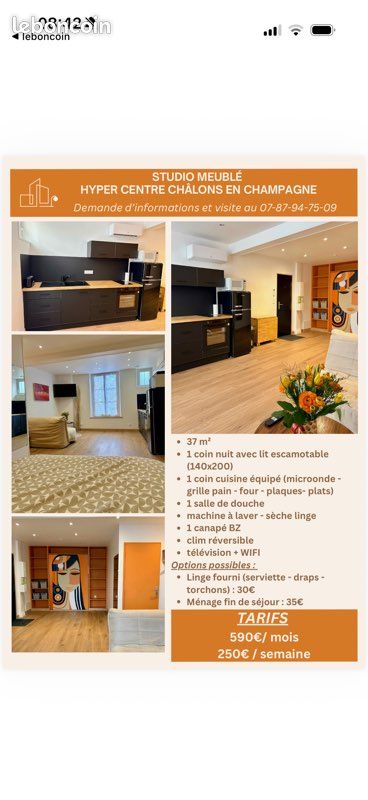 Appartement 1 pièce 37 m² · à Châlons-en-Champagne · 37 m² · 590 €/mois