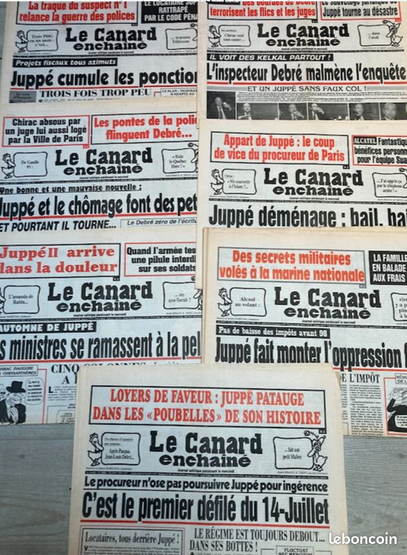 Alain Juppé & la justice : dossier composé de 42 articles parus entre 1995 & 2004 (Libération-Le Monde-Le Point-Le Parisien) + 15 N° du Canard Enchainé (1995/97) où Juppé fait la Une et 4 articles du (image 4)