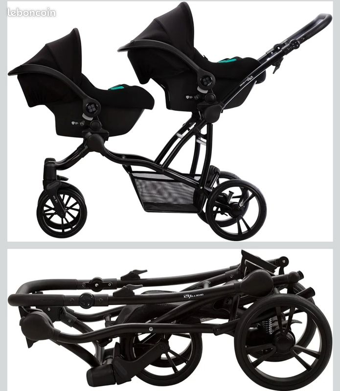 Poussette combinée 3 en 1 pour jumeaux (image 2)