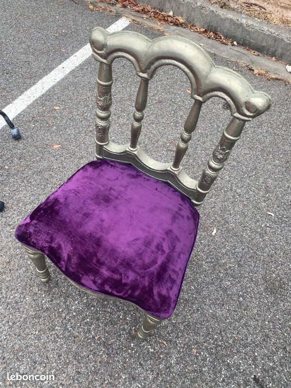 Chaise Art Déco argentée et violette (image 2)