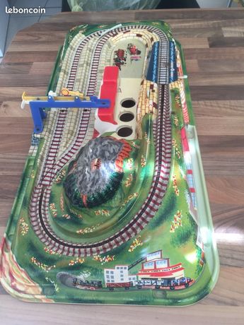 TRAINS CR ÉCHELLE O GARE TÔLE 31x15cm ÉTAT DE JEU ANNÉES 30/40
