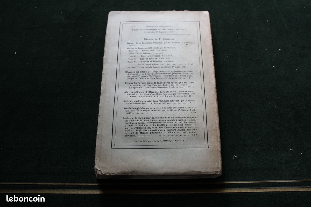 Livre ancien: Essai sur la révolution française. P. Lanfrey 1858 (image 3)