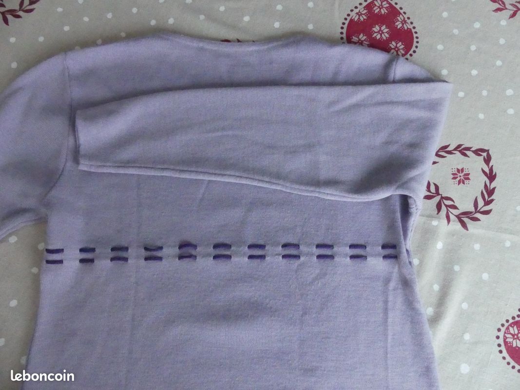 Pull à col rond couleur parme Caroll laine mélangée T42 BE petit prix em94 (image 8)