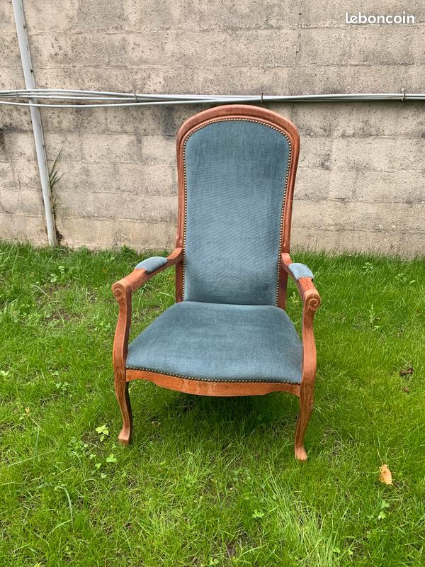 Magnifique fauteuil Louis Philippe bleu canard (image 1)