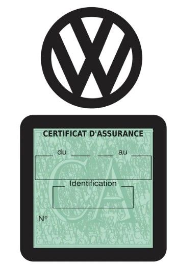 Adhesif etui Porte Vignette Assurance ou Contrôle technique Pare Brise  Voiture Volkswagen - Équipement auto