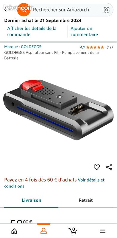 Batterie de rechange pour aspirateur sans fil GOLDEGGS (image 7)
