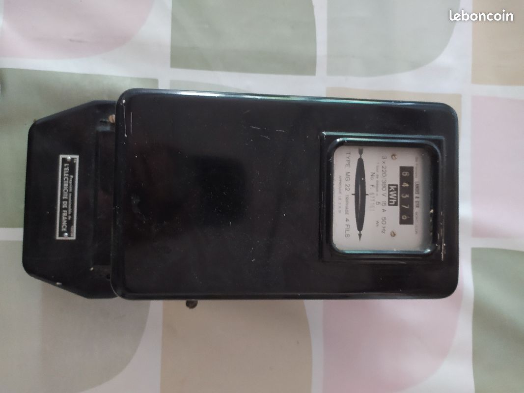 Compteur d'électricité Vintage en état (image 1)