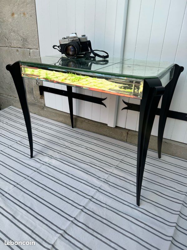 Table basse vintage miroir et noir (image 3)