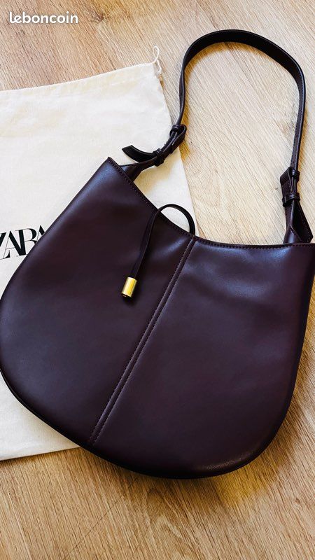 Sac à Main Zara Créateur En Cuir Tanné Brun - Modèle 2 En 1 Avec Zip, Neuf Avec étiquettes, Style épaule
