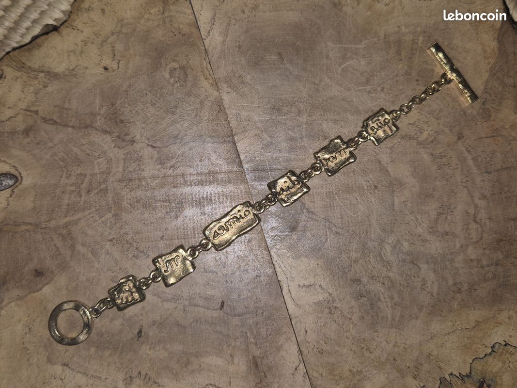 Bracelet Moderniste Vintage Nelly Biche De Bere - Bronze Doré, Manchette, Occasion, Pièce Rare Française