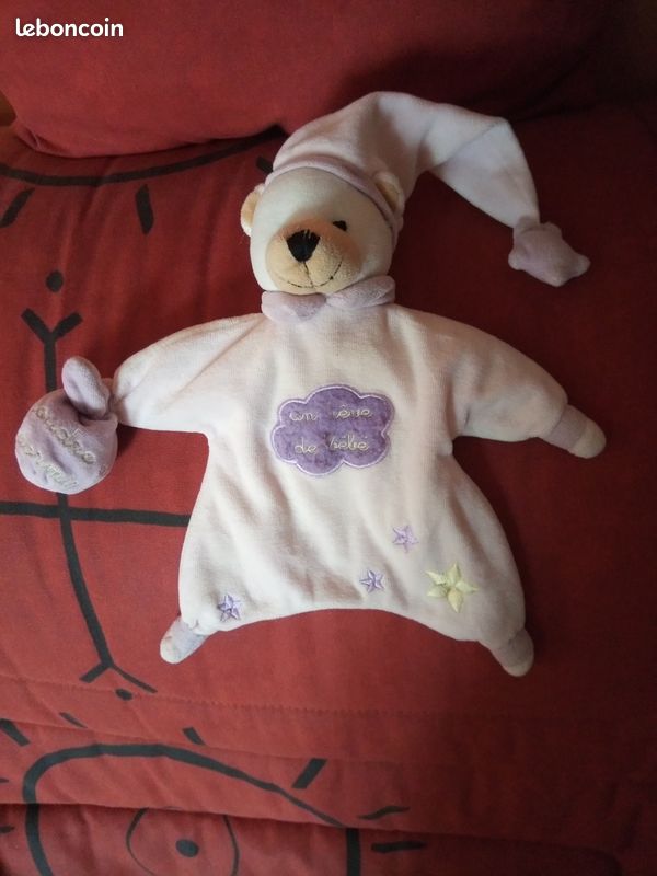 Doudou marionnette rose poudrée mauve un rêve de bébé (image 1)