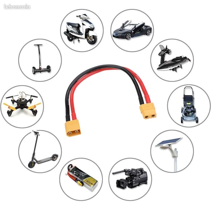 FLY RC Lot De 2 Câbles Adaptateurs XT60 Femelle Vers Fiche Banane 4 Mm – Silicone 12 AWG, 30 Cm, Pour Chargeurs ISDT Et Accessoires RC