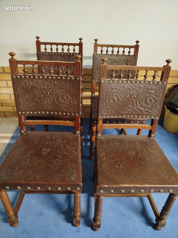 Chaises anciennes cuir (image 1)