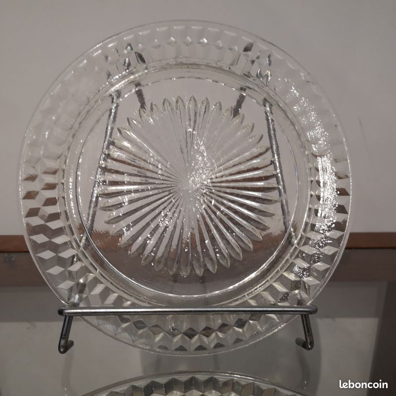 Dessous-de-plat Rond En Verre Moulé Pressé – Art Déco, France, Vintage, Diamètre 26,5 Cm