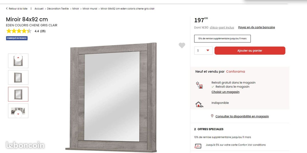 Vente miroir Eden neuf (image 1)