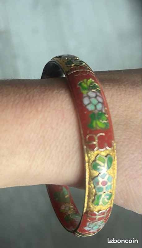 Bracelet Vintage Armoiries Bretonnes - Or Couleur, émail Cloisonné, Ancien 'dans Son Jus'