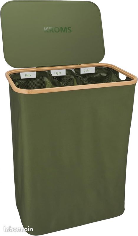 Panier à linge AKSA Home® - Trieur à linge à 3 compartiments - Panier à linge pliable