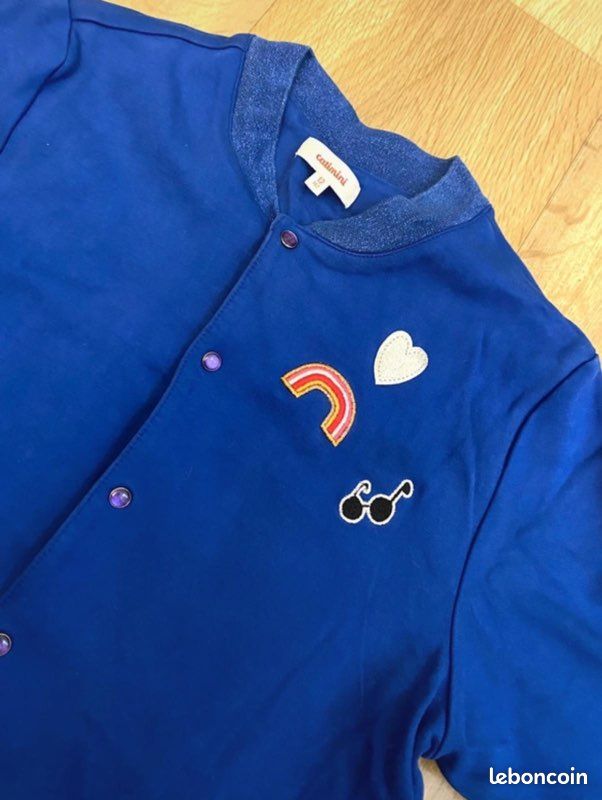 Veste Bombers Bleue Catimini Fille 12-13 Ans - Neuf Sans étiquettes - 100% Coton