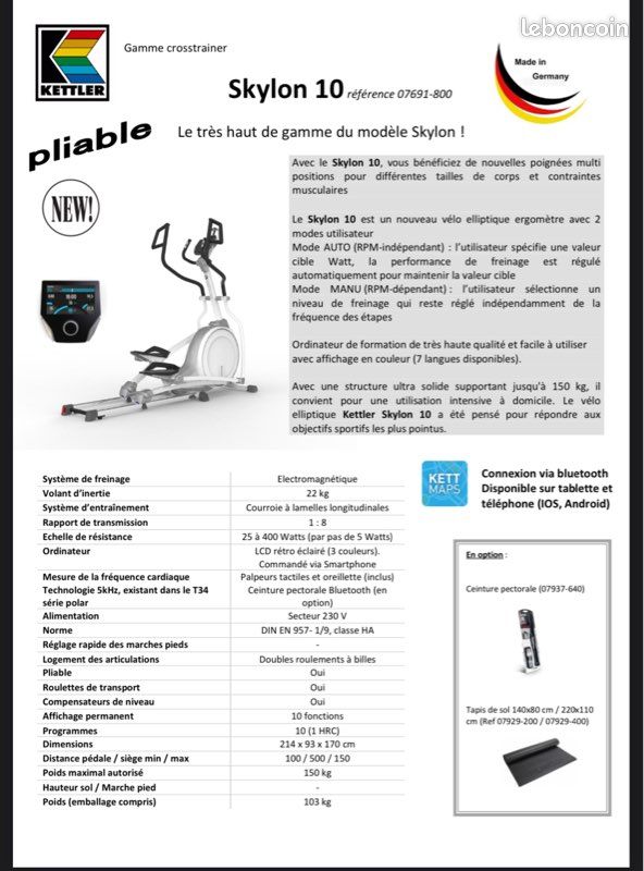 Vélo heliptique Skylon 10 (image 3)