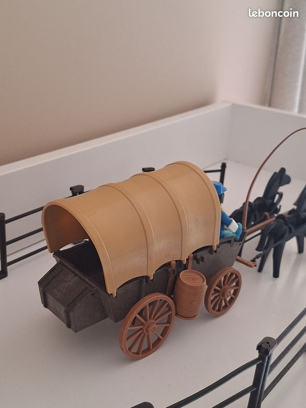 PLAYMOBIL vintage western nordistes soldats chariot canon