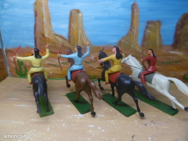 Starlux - Indiens - Série Ordinaire 53 - Cavalier Lasso Cheval Blanc Au Pas Ref 438 A31507