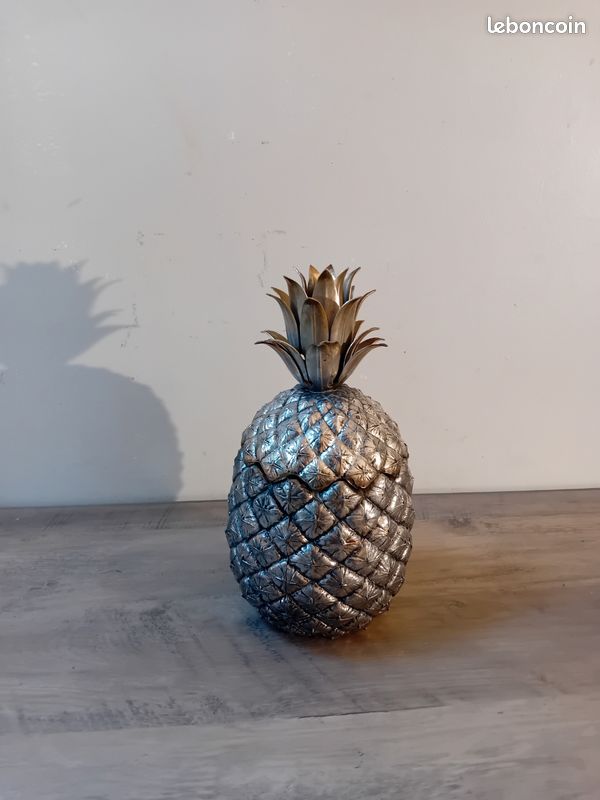 Lot 2 Seaux à Glaçons Ananas Vintage Mauro Manetti – Italie 1960, Métal Argenté