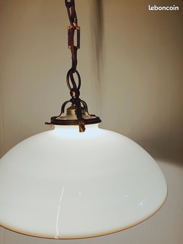 Suspension/plafonnier vintage opaline blanc (image 4)