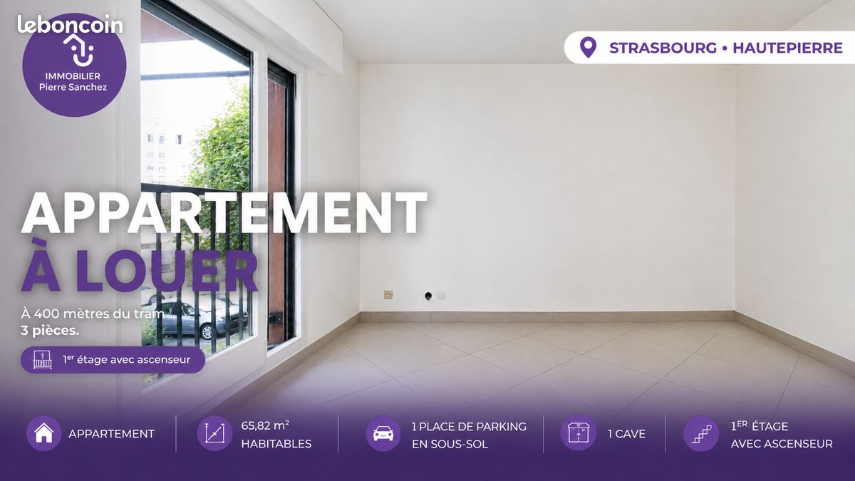 Appartement 3 pièces 66 m² · à Strasbourg · 66 m² · 790 €
