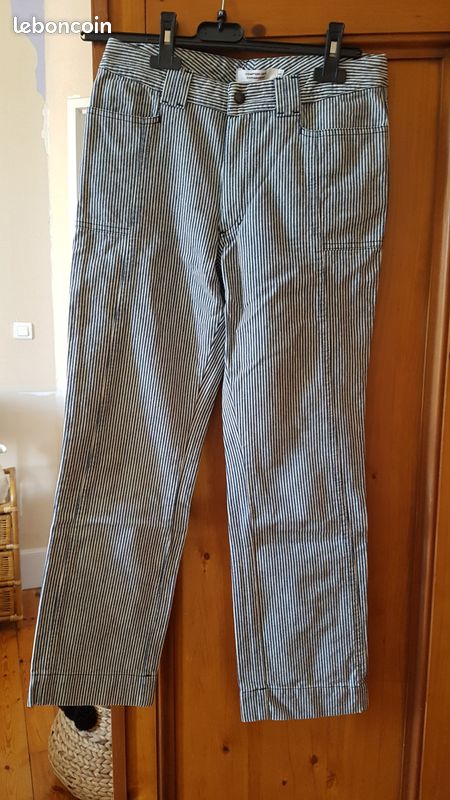 Pantalon comptoir des cotonniers taille 36. Rayé bleu et blanc (image 3)