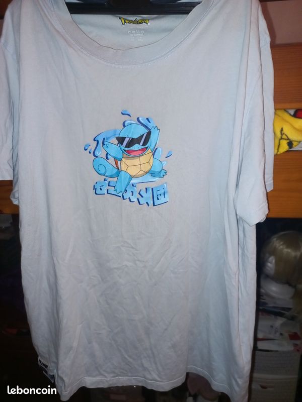 T-shirt Officiel Pokémon Homme - Bleu, Coton, Taille XXL, Neuf Avec étiquettes