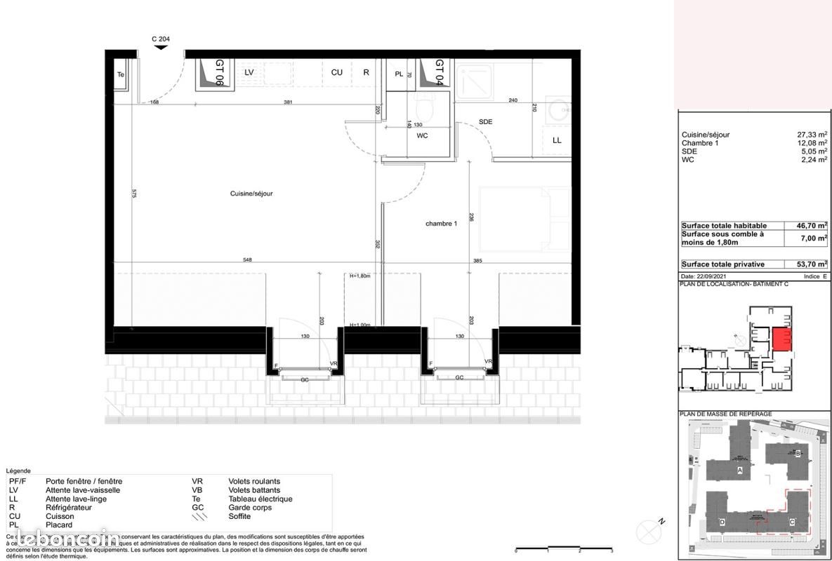 Appartement a louer bussy-saint-georges - 2 pièce(s) - 46 m2 - Surfyn