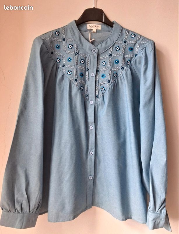 Jolie chemise brodée SEASON taille M/L (image 1)