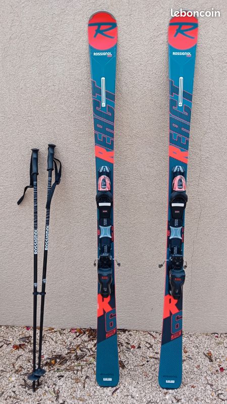 Vend skis rossignol réact 6 .163 cm avec battons (image 1)