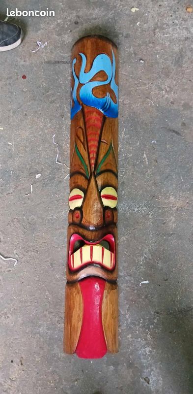 Deco Tiki masque 100 cm en bois d albesia motif Tiki bar (image 3)