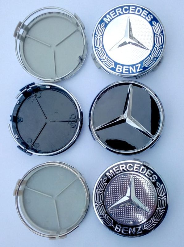 LOT 4 Cache Moyeu 75mm BLEU Pour Mercedes Logo Emblème Jante Centre De Roue