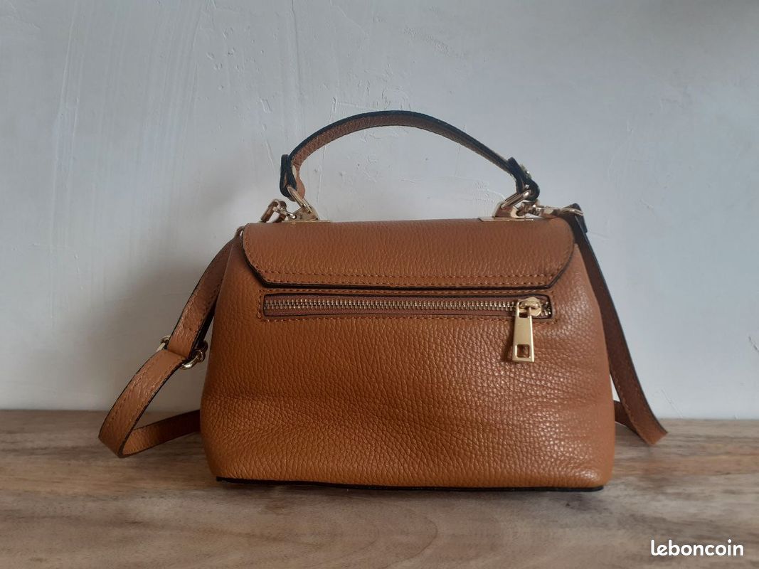 Sac à Main Marron En Cuir Italien Pulicati - Modèle Satchel Medium - Occasion Bon état