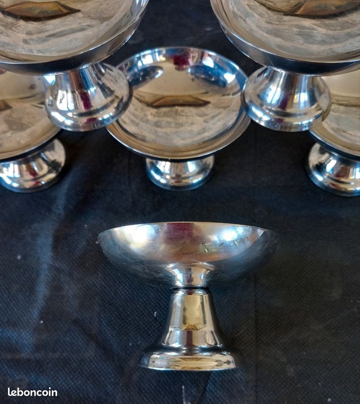 Lot de 6 coupes à glace vintage en inox