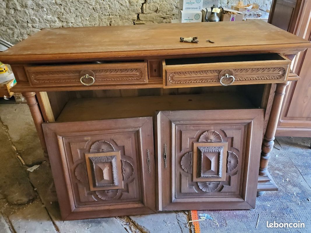 Buffet ancien bas de vaisselier 2 portes 2 tiroirs (image 1)
