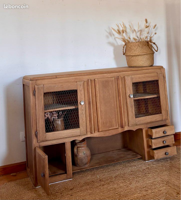 Meuble télé tv ancien en chêne brut (image 4)