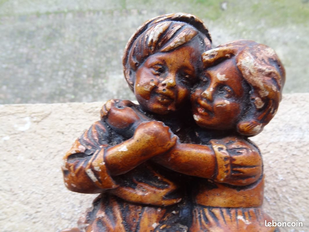 Ancienne statue en plâtre Les 2 Amoureux (1900) 26 cm Haut (image 3)