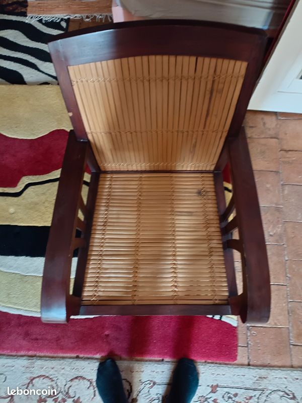 Fauteuil bambou bois colonial (image 3)