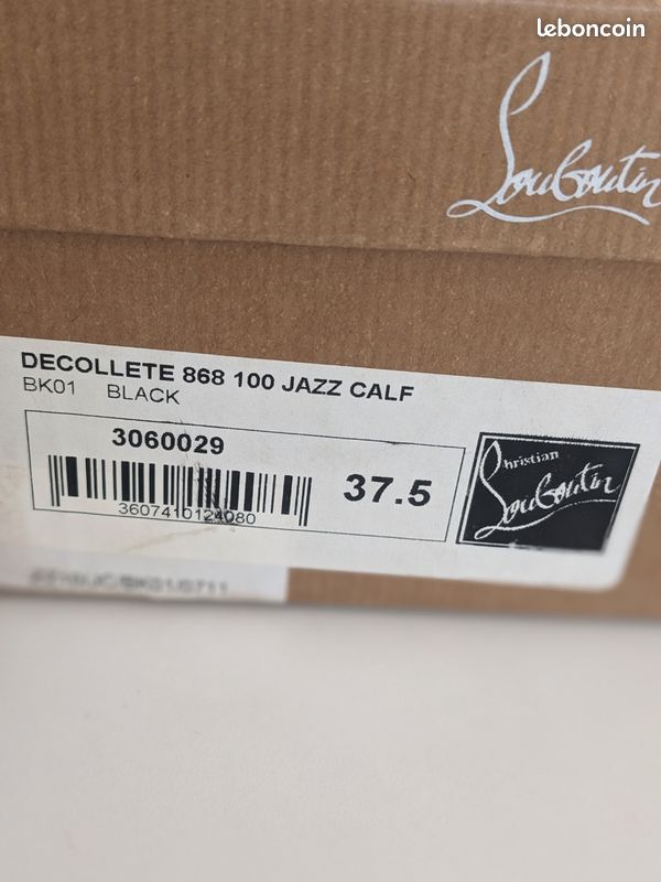 Christian Louboutin Decollete 868 100 - Black Jazz Calf - Taille 37.5 - Très bon état (image 6)