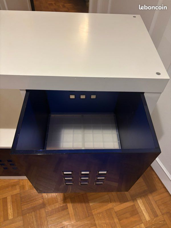 Étagère Ikéa style Kallax / Expedit (2x2) + 2 bacs tiroirs bleus (image 3)