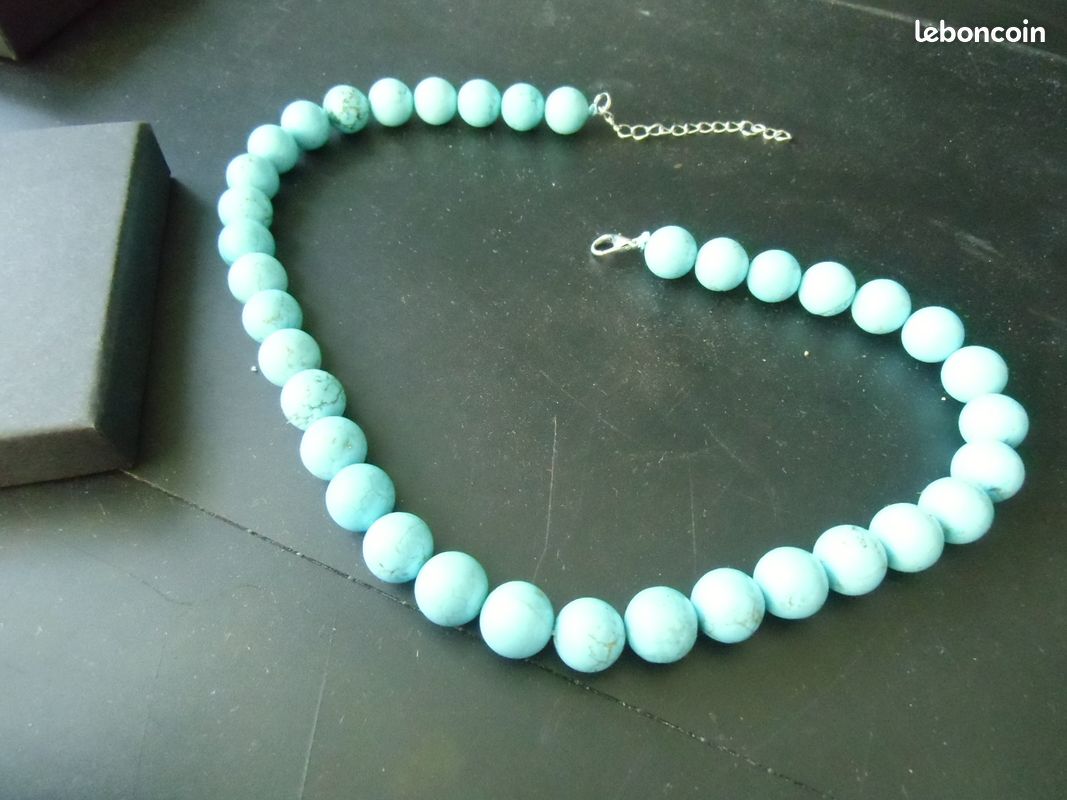 Collier Perles Biwa Authentiques Avec Turquoise Et Nacre - Bijou Unique, Neuf Sans Boîte