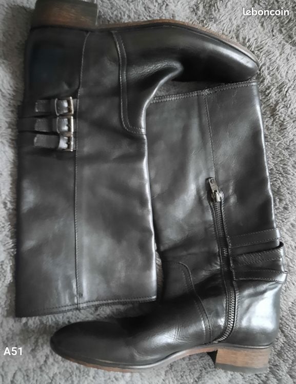 Bottes cavalières cuir souple couleur marron taille 371/2 impecable (image 11)