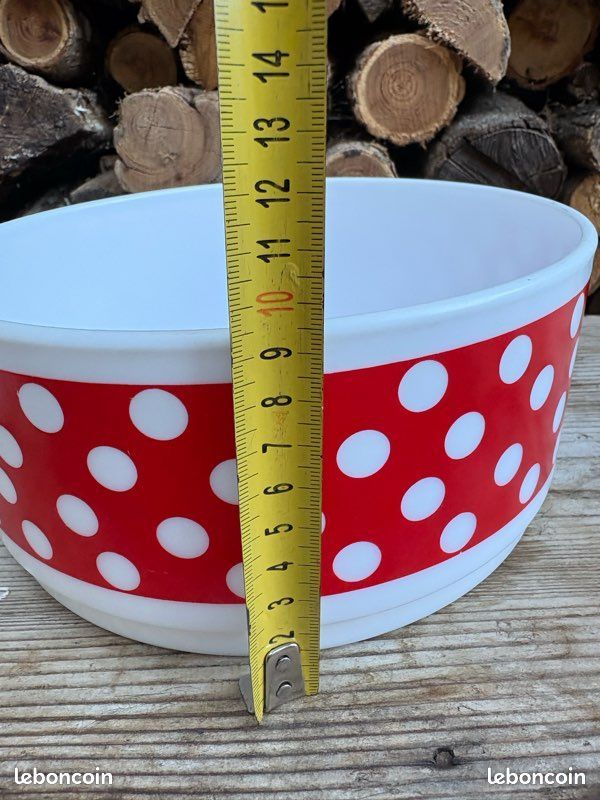 Saladier Arcopal Vintage Pois Rouges - Verre, Occasion, Déco Rétro Cuisine Années 70/80