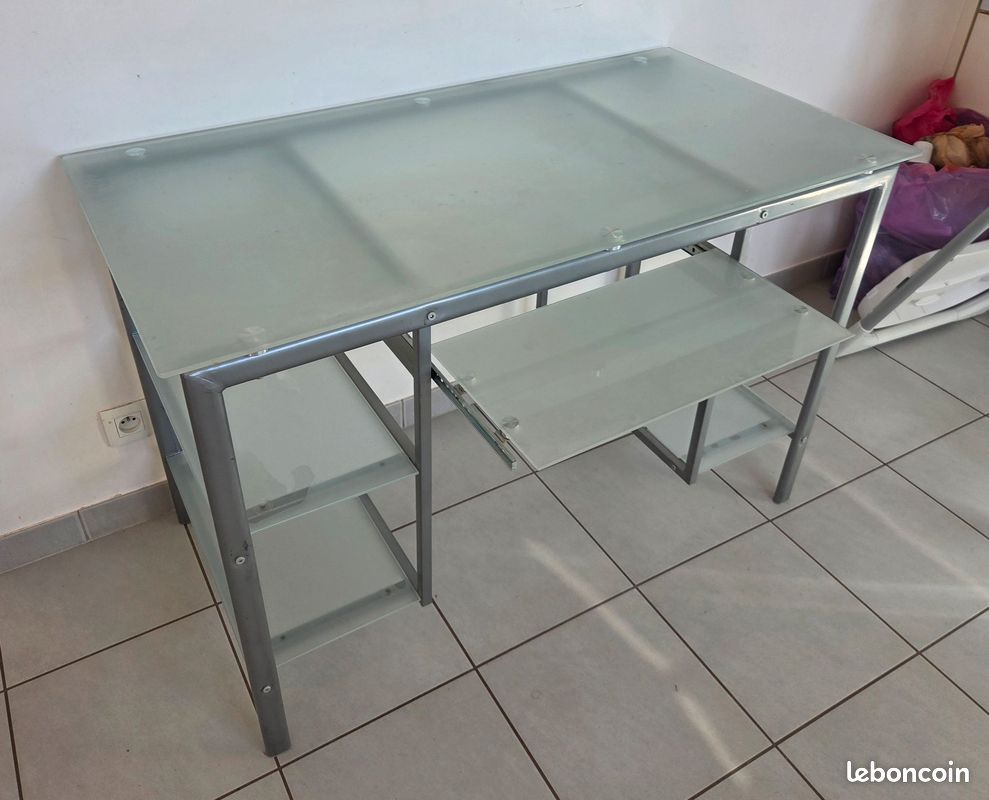 Bureau verre et acier (image 3)