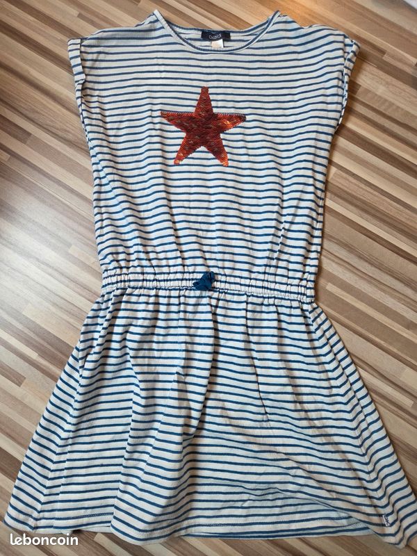Robe Longue Okaïdi Manches Longues Fille 10 Ans - Bleu Marine