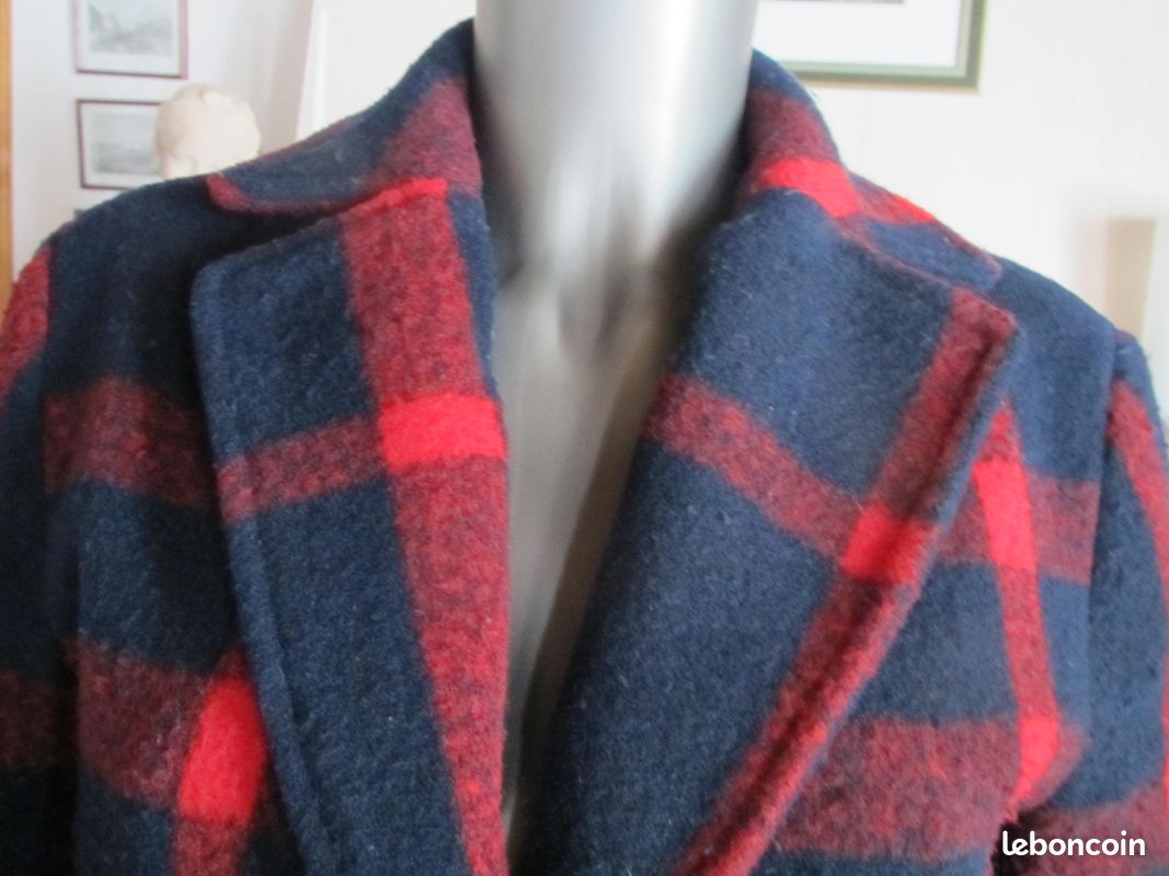 Manteau femme écossais marine/rouge Teddy Smith taille 36/38 (image 3)