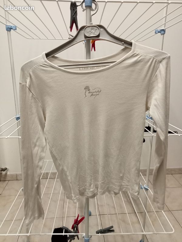 Pull blanc 8-10 ans coton (image 1)